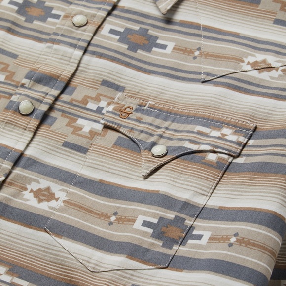 Stetson Men's Original Rugged Aztec Pearl Snap Shirt - Brown - Picture 3 of 13